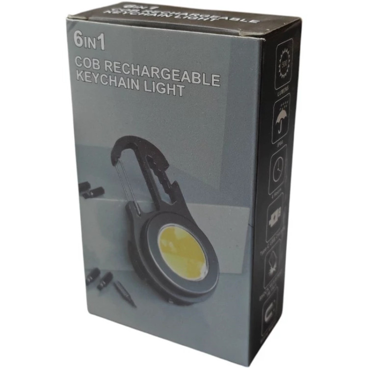 چراغ شارژی آویزی 6کاره COB rechargeable keychain light